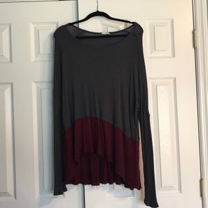 High-low waffle print shirt